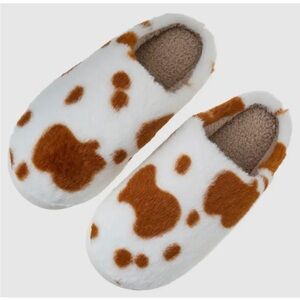 Cozy Cow Print Slippers